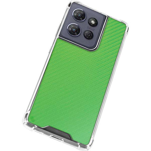 Green Carbon Fiber Specialty Texture Material Moto G Play 5G (2025) Clear Case